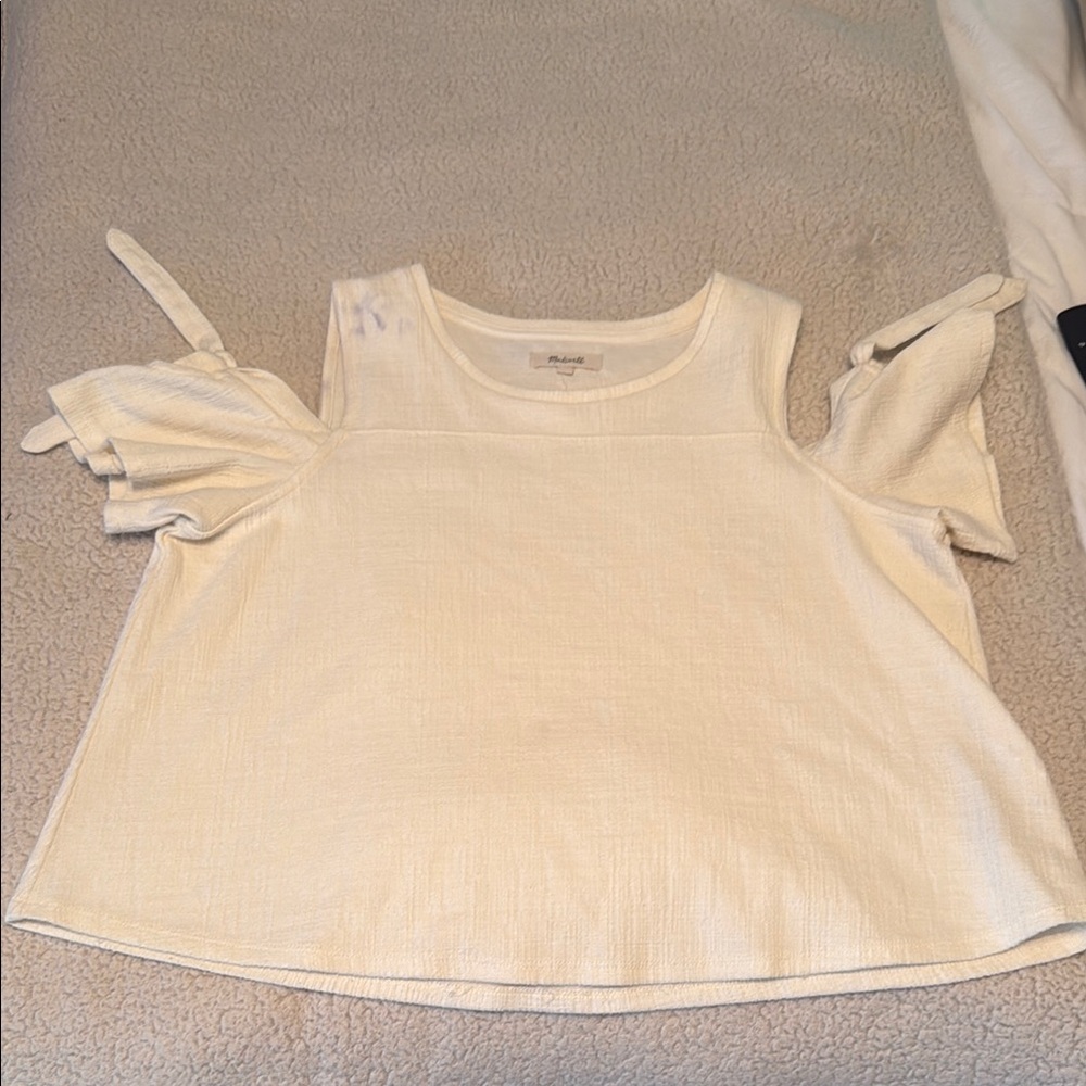 Madewell Cream Cold Shoulder Top